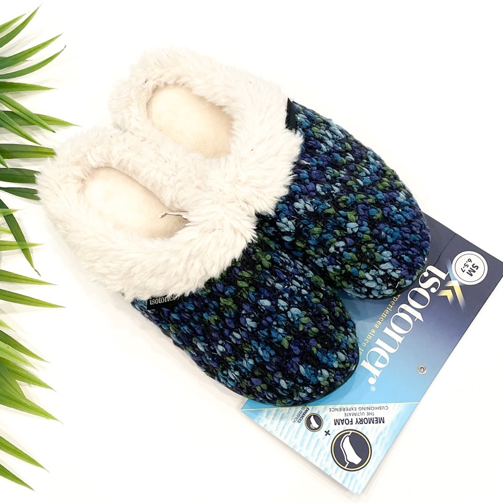 ISOTONER Amanda Chunky Sweater Knit Hoodback Slippers MEDIUM 6.5 - 7
